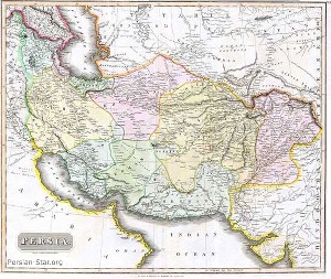  نقشه جغرافیایی ایران در 196 سال پیش