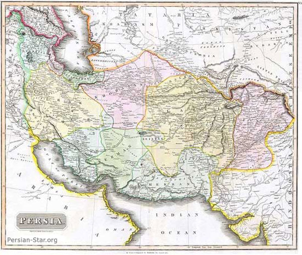  نقشه جغرافیایی ایران در 196 سال پیش ، www.irannaz.com
