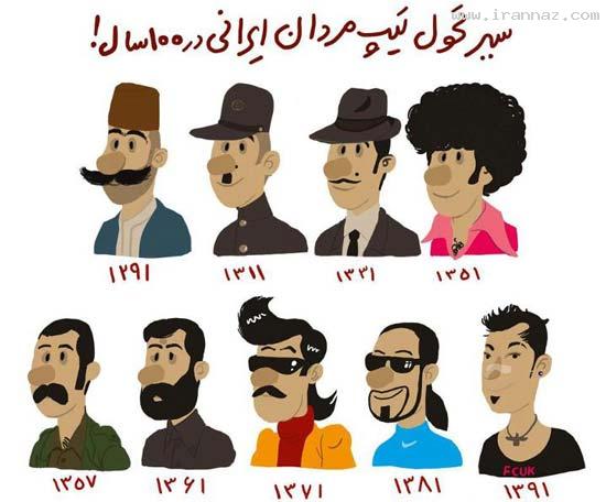 تغییرات تیپ مردان ایرانی در صد سال اخیر!! (تصویری) ، www.irannaz.com